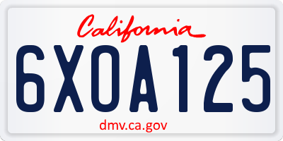 CA license plate 6XOA125