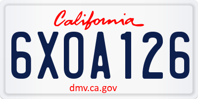 CA license plate 6XOA126