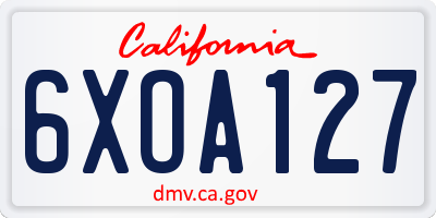 CA license plate 6XOA127