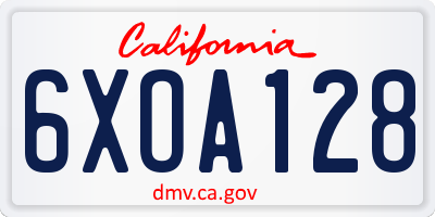CA license plate 6XOA128