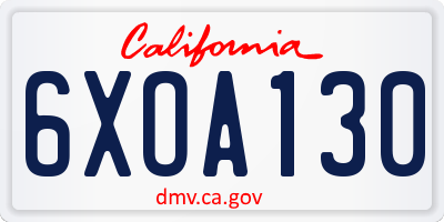 CA license plate 6XOA130