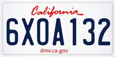 CA license plate 6XOA132