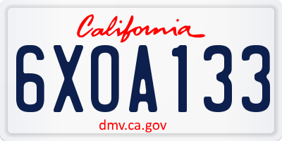 CA license plate 6XOA133