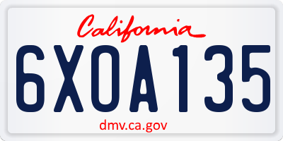 CA license plate 6XOA135