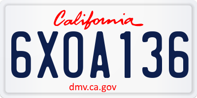 CA license plate 6XOA136