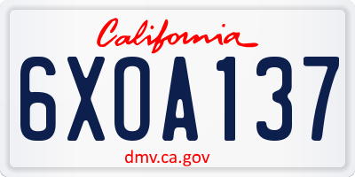 CA license plate 6XOA137