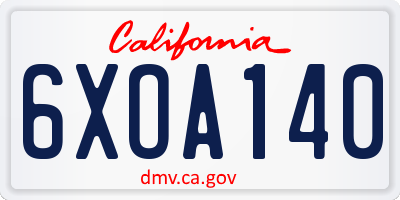 CA license plate 6XOA140