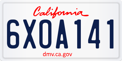 CA license plate 6XOA141