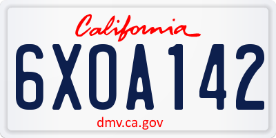 CA license plate 6XOA142