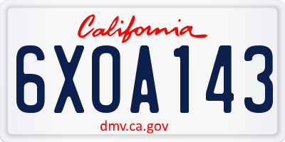 CA license plate 6XOA143