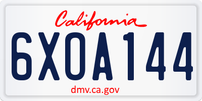 CA license plate 6XOA144
