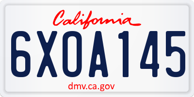 CA license plate 6XOA145