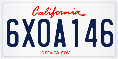 CA license plate 6XOA146