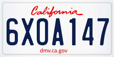 CA license plate 6XOA147