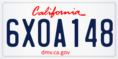 CA license plate 6XOA148