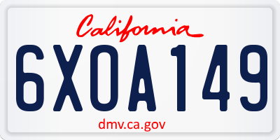 CA license plate 6XOA149