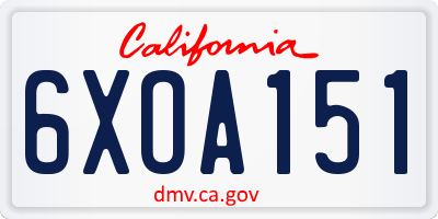 CA license plate 6XOA151