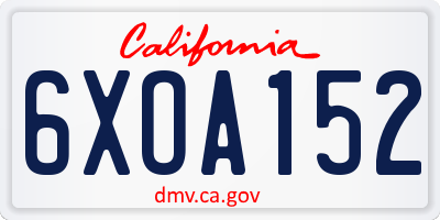 CA license plate 6XOA152