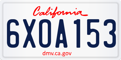 CA license plate 6XOA153