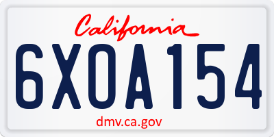 CA license plate 6XOA154