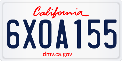 CA license plate 6XOA155