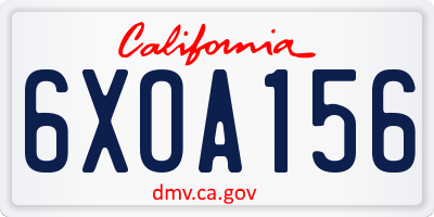 CA license plate 6XOA156