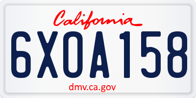 CA license plate 6XOA158