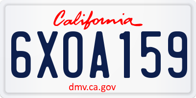 CA license plate 6XOA159