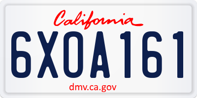 CA license plate 6XOA161
