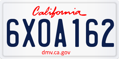 CA license plate 6XOA162
