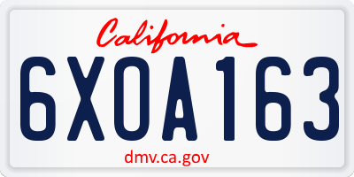 CA license plate 6XOA163