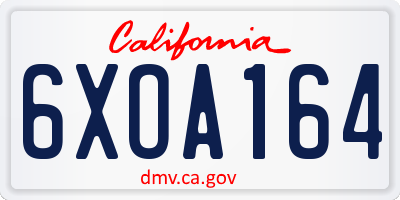 CA license plate 6XOA164