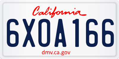 CA license plate 6XOA166