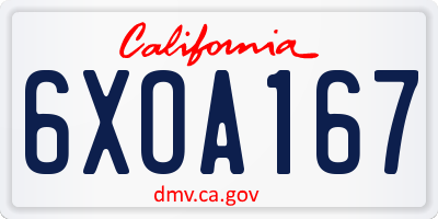 CA license plate 6XOA167