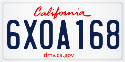 CA license plate 6XOA168