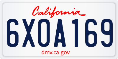CA license plate 6XOA169