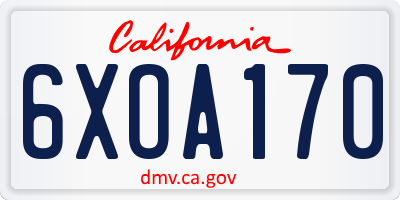 CA license plate 6XOA170