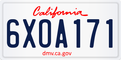 CA license plate 6XOA171