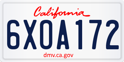 CA license plate 6XOA172