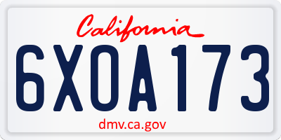 CA license plate 6XOA173