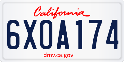 CA license plate 6XOA174