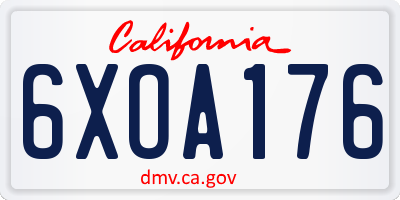 CA license plate 6XOA176