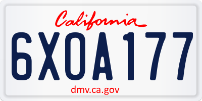 CA license plate 6XOA177