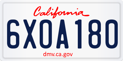 CA license plate 6XOA180