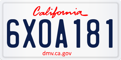 CA license plate 6XOA181