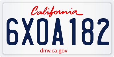 CA license plate 6XOA182