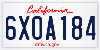 CA license plate 6XOA184