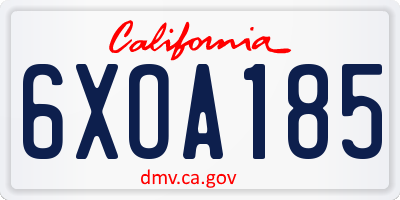 CA license plate 6XOA185