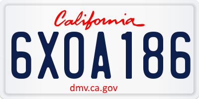 CA license plate 6XOA186
