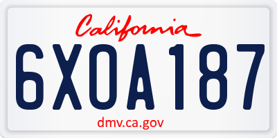 CA license plate 6XOA187